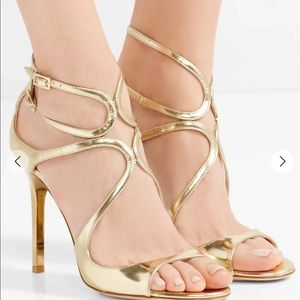 Jimmy Choo Lang 100 Metallic Leather Sandals